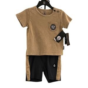 Volcom Toddler Boy Shorts Set - 2 Piece Short Sleeve Graphic Tees and Shorts 12M